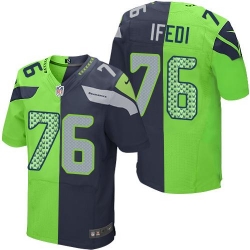 Nike Seahawks #76 Germain Ifedi Steel Blue Green Mens Stitched NFL Elite Split Jersey