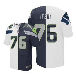 Nike Seahawks #76 Germain Ifedi White Steel Blue Mens Stitched NFL Elite Split Jersey