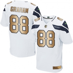 Nike Seahawks #88 Jimmy Graham White Mens Stitched NFL Elite Gold Jersey