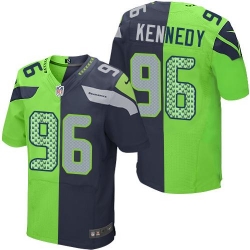 Nike Seahawks #96 Cortez Kennedy Steel Blue Green Mens Stitched NFL Elite Split Jersey