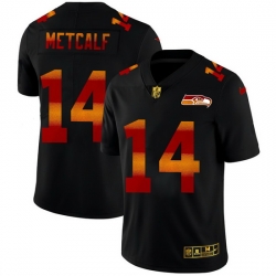 Seattle Seahawks 14 DK Metcalf Men Black Nike Red Orange Stripe Vapor Limited NFL Jersey