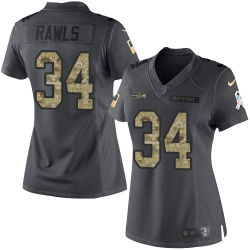 Nike Seahawks #34 Thomas Rawls Black Womens Stitched NFL Limited 2016 Salute to Service Jersey