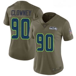 Seahawks #90 Jadeveon Clowney Olive Women Stitched Football Limited 2017 Salute to Service Jersey