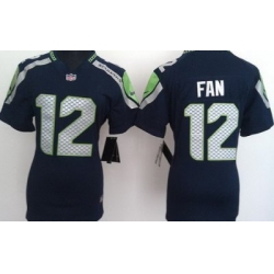 Women Nike Seattle Seahawks 12# Fan Blue Nike NFL Jerseys