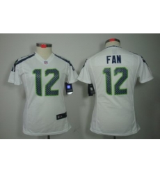 Women Nike Seattle Seahawks 12# Fan White Color NFL LIMITED Jerseys