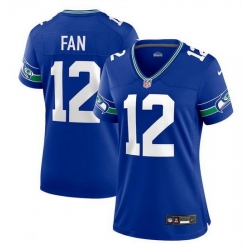 Women Seattle Seahawks 12th 12 Fan Royal Throwback Player Stitched Game Jersey  Run Small