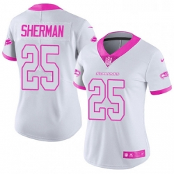 Womens Nike Seattle Seahawks 25 Richard Sherman Limited WhitePink Rush Fashion NFL Jersey