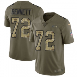 Youth Nike Seahawks #72 Michael Bennett Olive Camo Stitched NFL Limited 2017 Salute to Service Jersey