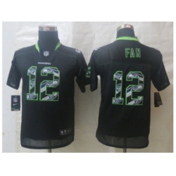 Youth Nike Seattle Seahawks #12 Fan Black Jerseys(Lights Out Stitched)