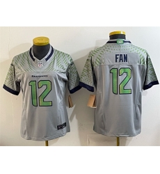 Youth Seattle Seahawks 12 Fan Grey 2025 F U S E   Rivalries Vapor Untouchable Limited Stitched Football Jersey