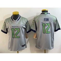 Youth Seattle Seahawks 12 Fan Grey 2025 F U S E   Rivalries Vapor Untouchable Limited Stitched Football Jersey