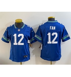 Youth Seattle Seahawks 12 Fan Royal 2024 F U S E Throwback Vapor Limited Stitched Football Jersey