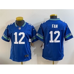 Youth Seattle Seahawks 12 Fan Royal 2024 F U S E Throwback Vapor Limited Stitched Football Jersey