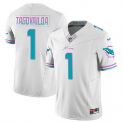 Men Miami Dolphins 1 Tua Tagovailoa White 2023 F U S E Alternate Vapor Limited Stitched Football Jersey