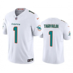 Men Miami Dolphins 1 Tua Tagovailoa White 2023 F U S E Vapor Limited Stitched Football Jersey