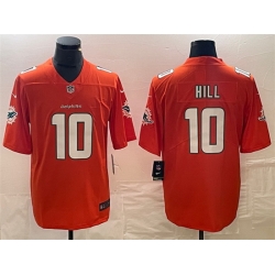 Men Miami Dolphins 10 Tyreek Hill Orange Vapor Untouchable Limited Stitched Football Jersey