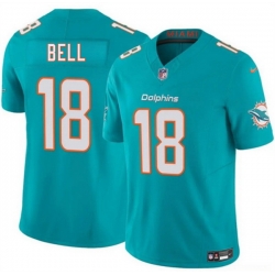 Men Miami Dolphins  18 Chris Bell Aqua 2026 Draft F U S E  Vapor Limited Stitched Football Jersey