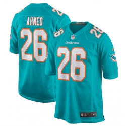 Men Miami Dolphins 26 Salvon Ahmed Aqua Stitched Game Football Jersey