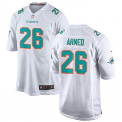 Men Miami Dolphins 26 Salvon Ahmed White Stitched Game Football Jersey