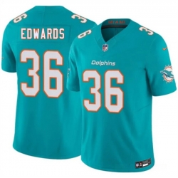 Men Miami Dolphins  36 Donovan Edwards Aqua 2026 F U S E  Vapor Limited Stitched Football Jersey