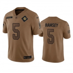 Men Miami Dolphins 5 Jalen Ramsey 2023 Brown Salute To Service Limited Stitched Football Jersey