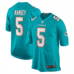 Men Miami Dolphins 5 Jalen Ramsey Aqua Stitched Game Jersey