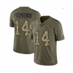 Mens Miami Dolphins 14 Ryan Fitzpatrick Limited Olive Camo 2017 Salute to Service Football Jersey