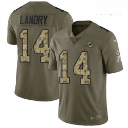 Mens Nike Miami Dolphins 14 Jarvis Landry Limited OliveCamo 2017 Salute to Service NFL Jersey