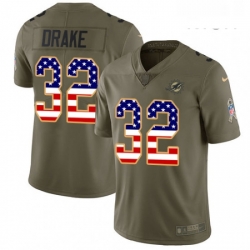 Mens Nike Miami Dolphins 32 Kenyan Drake Limited OliveUSA Flag 2017 Salute to Service NFL Jersey