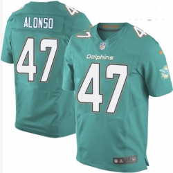 Mens Nike Miami Dolphins 47 Kiko Alonso Elite Aqua Green Team Color NFL Jersey