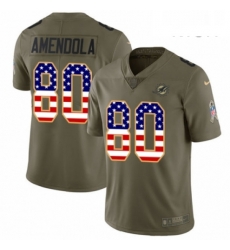 Mens Nike Miami Dolphins 80 Danny Amendola Limited OliveUSA Flag 2017 Salute to Service NFL Jersey