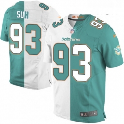 Mens Nike Miami Dolphins 93 Ndamukong Suh Elite Aqua GreenWhite Split Fashion NFL Jersey