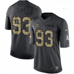 Mens Nike Miami Dolphins 93 Ndamukong Suh Limited Black 2016 Salute to Service NFL Jersey