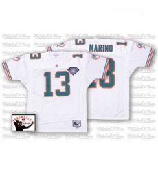 Mitchell and Ness Miami Dolphins 13 Dan Marino White 75TH Anniversary Authentic Throwback NFL Jersey