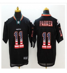 New Miami Dolphins #11 DeVante Parker Black Mens Stitched NFL Elite USA Flag Fashion Jersey