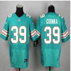 New Miami Dolphins #39 Larry Csonka Aqua Green Alternate Mens Stitched NFL Elite Jersey