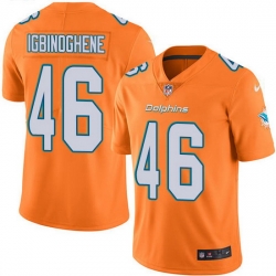 Nike Dolphins 46 Noah Igbinoghene Orange Men Stitched NFL Limited Rush Jersey