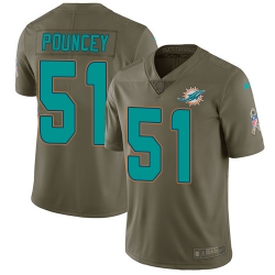 Nike Dolphins #51 Mike Pouncey Olive Mens Stitched NFL Limited 2017 Salute to Service Jersey