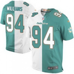 Nike Dolphins #94 Mario Williams Aqua Green White Mens Stitched NFL Elite Split Jersey