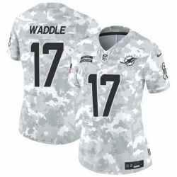 Women Miami Dolphins 17 Jaylen Waddle 2024 F U S E Arctic Camo Salute To Service Limited Stitched Football Jersey