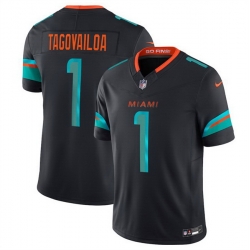 Youth Miami Dolphins 1 Tua Tagovailoa Black 2025 F U S E   Rivalries Vapor Limited Stitched Football Jersey