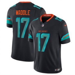 Youth Miami Dolphins 17 Jaylen Waddle Black 2025 F U S E   Rivalries Vapor Limited Stitched Football Jersey