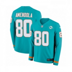 Youth Nike Miami Dolphins 80 Danny Amendola Limited Aqua Therma Long Sleeve NFL Jersey