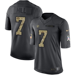 Limited Nike Black Mens Taysom Hill Jersey NFL 7 New Orleans Saints 2016 Salute to Service