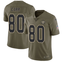 Limited Nike Olive Mens Austin Carr Jersey NFL 80 New Orleans Saints 2017 Salute to Service