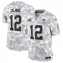 Men New Orleans Saints 12 Chris Olave 2024 Arctic Camo Salute To Service Limited Stitched Football Jersey