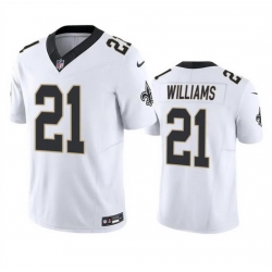 Men New Orleans Saints 21 Jamaal Williams White 2023 F U S E  Vapor Untouchable Limited Stitched Jersey