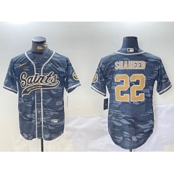 Men New Orleans Saints 22 Rashid Shaheed Grey Camo With Patch Cool Base Stitched Baseball Jersey