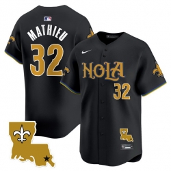 Men New Orleans Saints 32 Tyrann Mathieu Black Cool Base Stitched Baseball Jersey