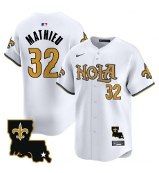 Men New Orleans Saints 32 Tyrann Mathieu White Cool Base Stitched Baseball Jersey